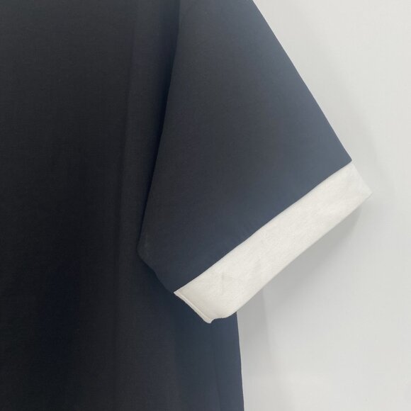 JODIFL Size Large Black Collar Trim Polo Short Sleeve V-Neck Rayon Blend - Picture 9 of 11